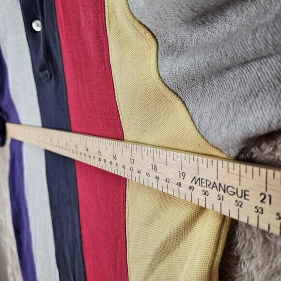 Lands End Direct Merchants Polo Shirt Vertical Striped Color Block Mens Size M - Picture 4 of 10